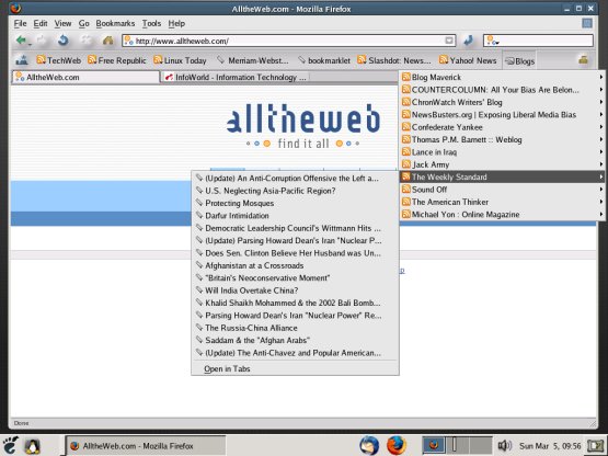 screen shot with live bookmarks example